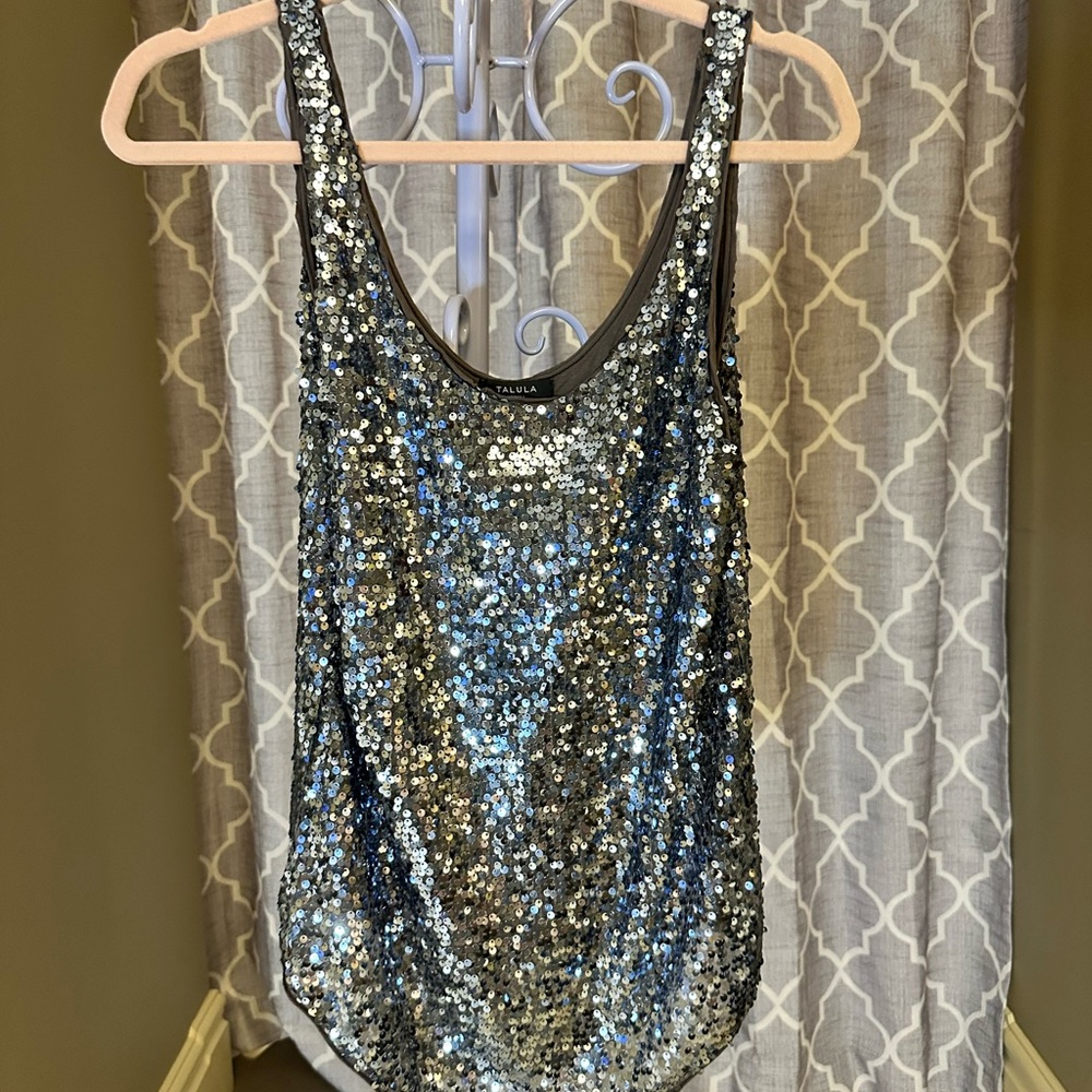 Talula Shiny Sequin Top
